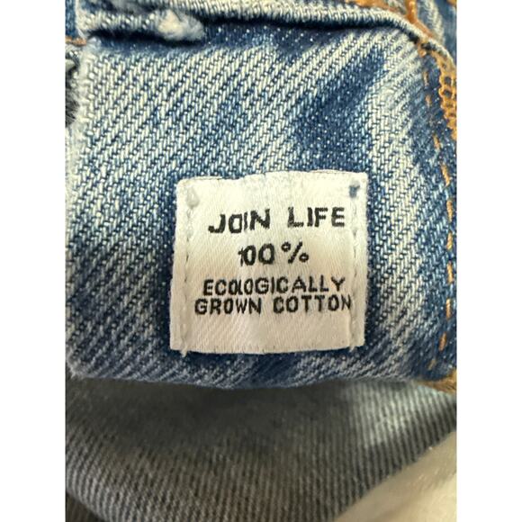 Zara Women's Blue Distressed High Waisted Straight Crop Denim Jeans Size 10 - Picture 5 of 5